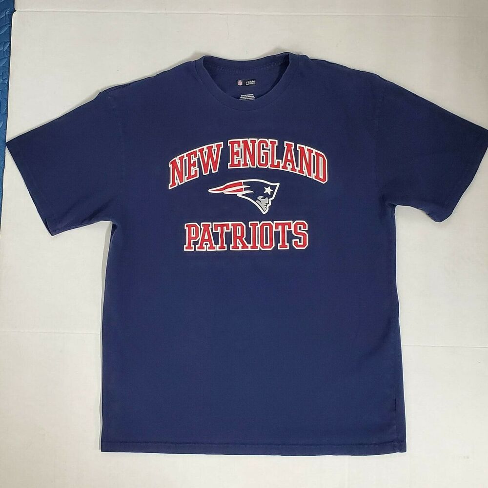 New England Patriots NFL Team Apparel Men T Shirt Blue Red Crew SS Football XL